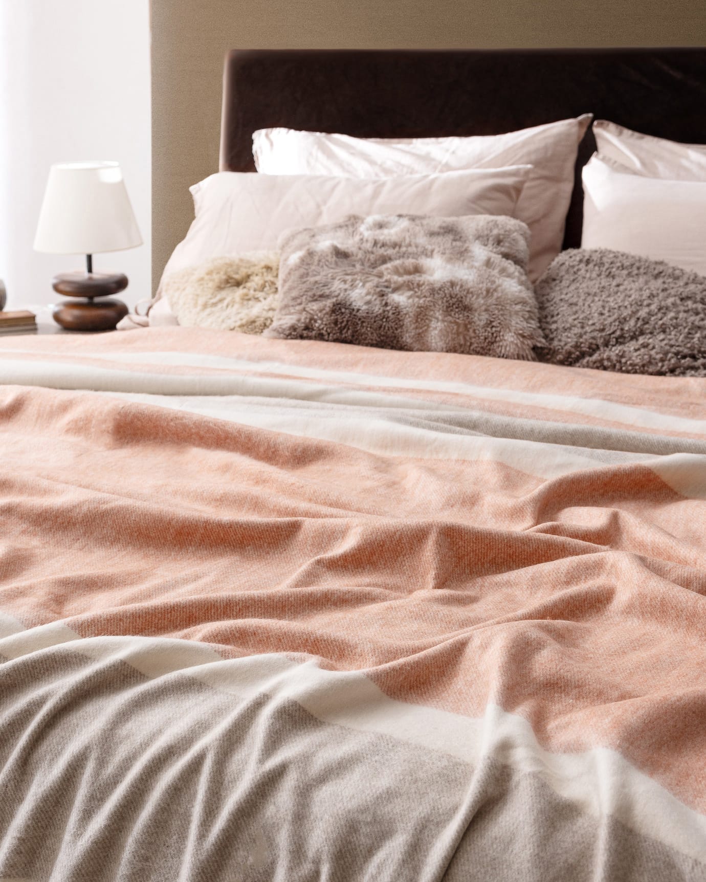 Soft Acrylic Blend Double Blanket - Cozy Terracotta Hue