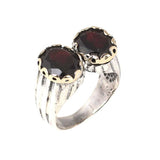 925 Sterling Silver Garnet Unisex Ring - Antique Style