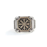 Premium Sterling Silver Square Snowflake Motif Mens Ring