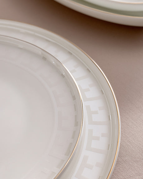 Merlin Style 12-Setting 56-Piece Dinnerware Set - White and Beige