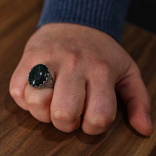 925 Sterling Silver Black Onyx Men's Ring - Timeless Statement Piece