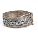 925 Sterling Silver Filigree Bangle - Handcrafted Floral Design
