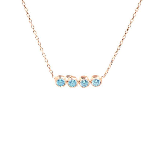 Premium 925 Sterling Silver Four Row Aquamarine Necklace