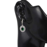 Premium 925 Sterling Silver Double Row Oval Emerald Earrings