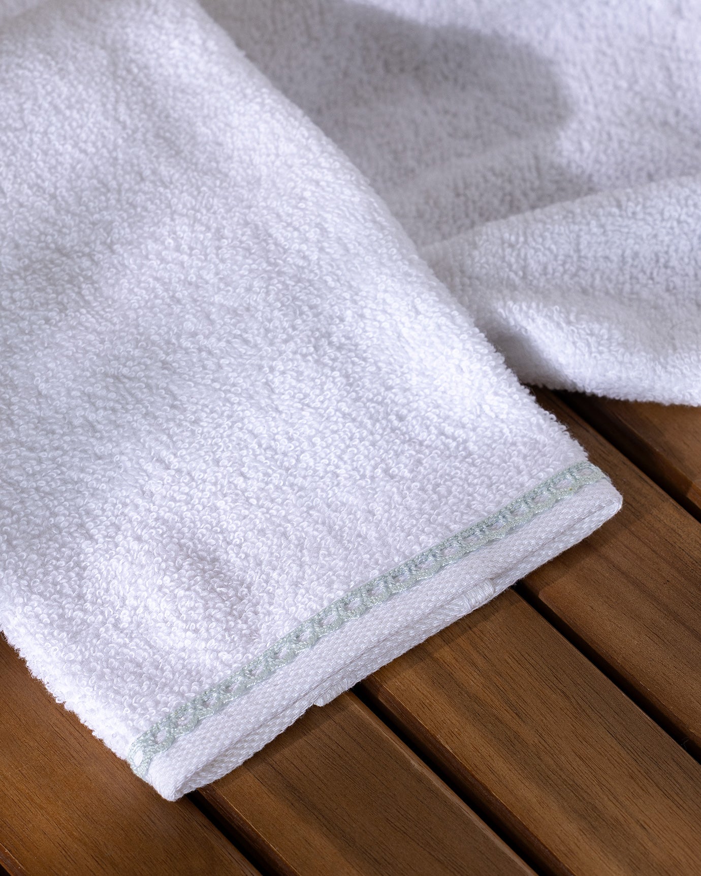 Ensemble de 2 serviettes à main 100 % coton - Angelise blanc et menthe