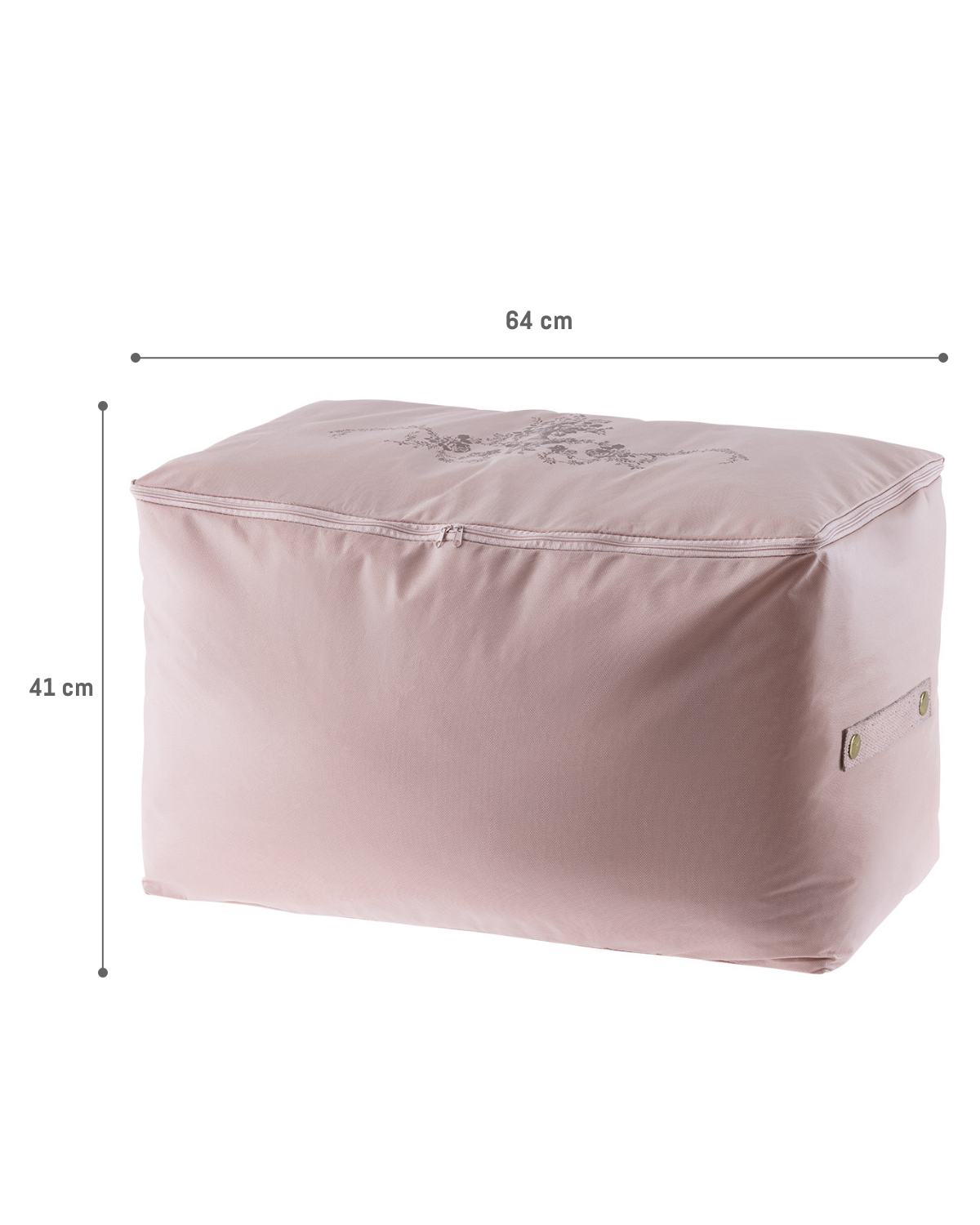 Opbergzak met bloemenprint voor stof, kleding en beddengoed - Poederroze - 64x41x35 cm