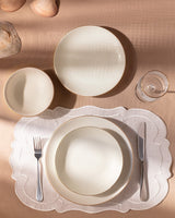 New Bone China 24-Piece Dinner Set - Hand-Applied Gold Rim