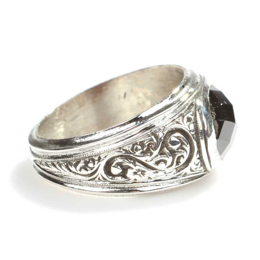 925 Sterling Silver Oval Faceted Onyx Men's Ring - Timeless Style