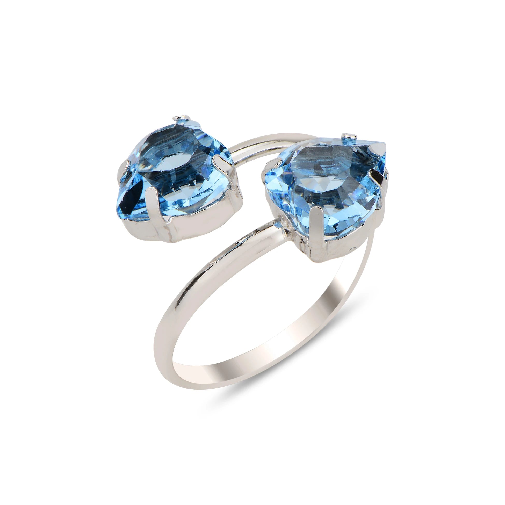 Swarovski Crystal Spiral Ring - Yellow Gold Plated Sterling Silver