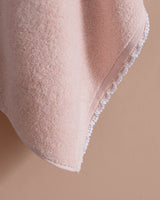 100% Cotton Crochet Trim Face Towel - Pink and White