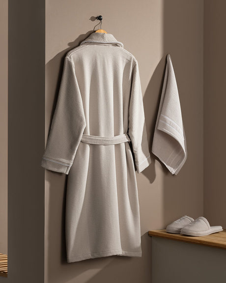 Luxury 100% Cotton Men's Bathrobe Set - Beige