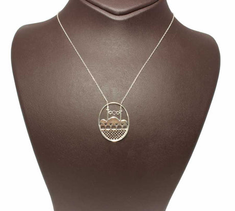 925 Sterling Silver Mosque Pendant Necklace - Intricate Design