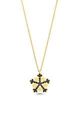 Premium 925 Sterling Silver Snowflake Necklace Black Stone