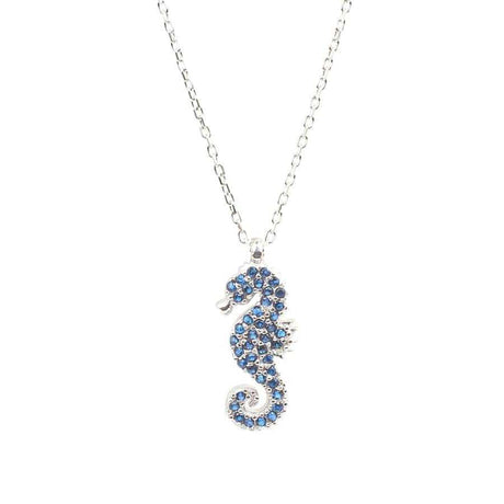 Professional 925 Sterling Silver Sapphire Seahorse Necklace