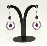 Vibrant Amethyst Teardrop Hoop Earrings in 925 Sterling Silver