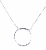 Sterling Silver Large Hoop Pendant Necklace - Modern Minimalist Style