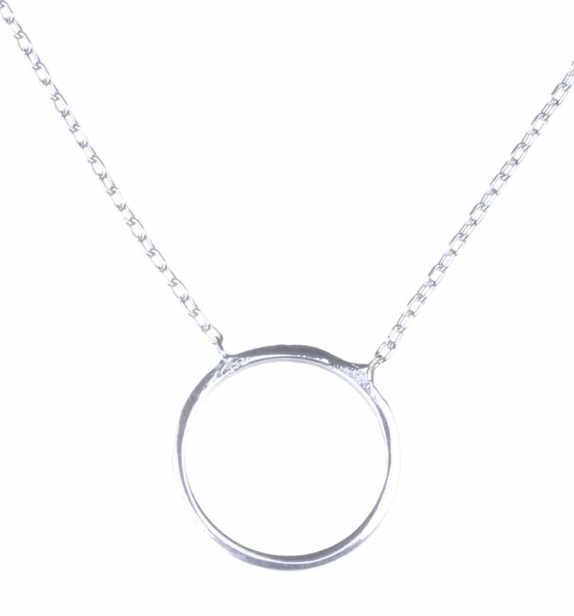 Sterling Silver Large Hoop Pendant Necklace - Modern Minimalist Style