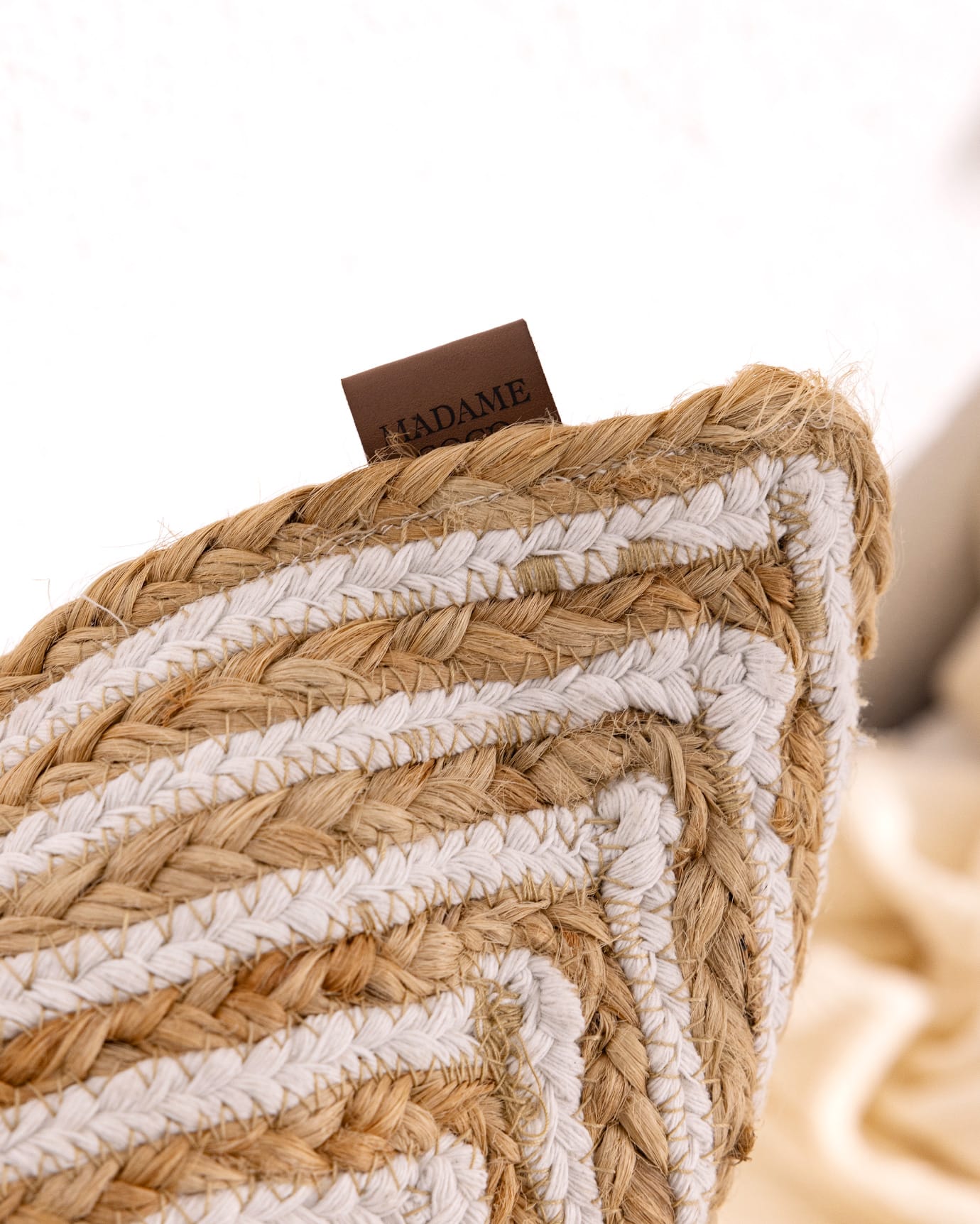 Natural Jute Decorative Pillow Cover - Trocadero Style