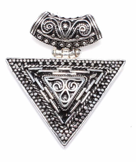 925 Sterling Silver Triangle Filigree Pendant - Intricate Metalwork