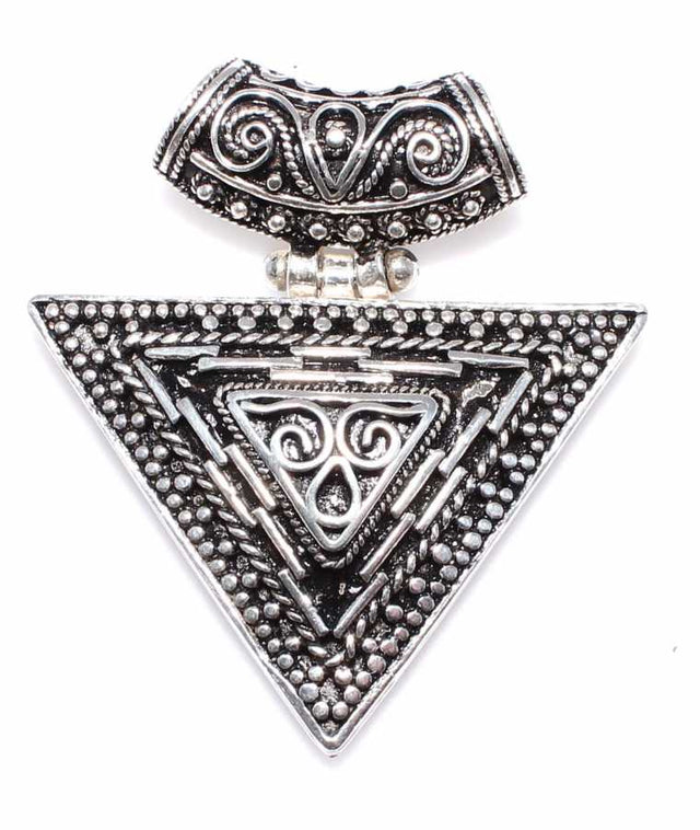 925 Sterling Silver Triangle Filigree Pendant - Intricate Metalwork