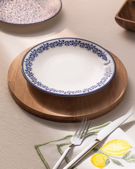 New Bone Porcelain Pasta Plate - Rêve Bleu Crown Pattern