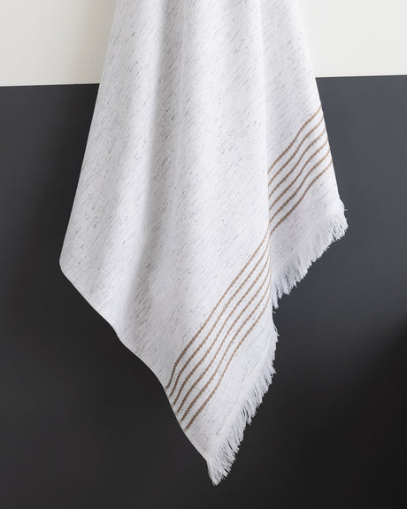 Opherna Cotton Bath Towel, White & Beige