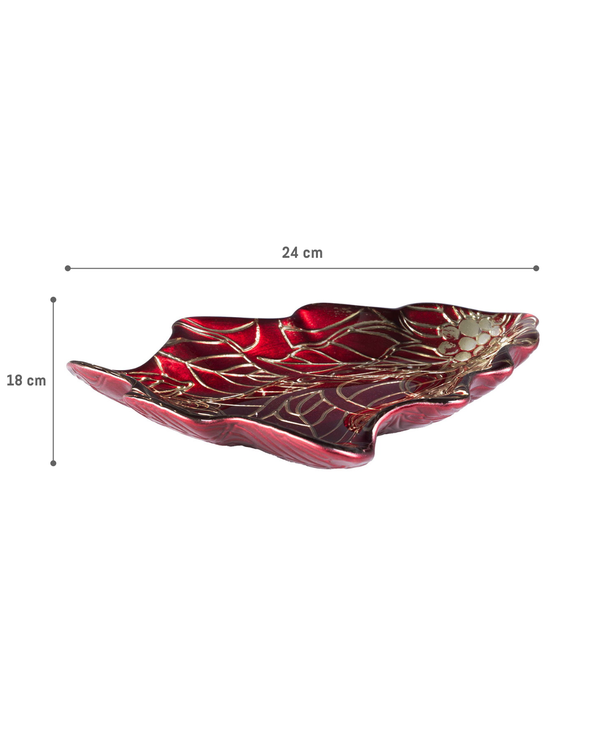 Glass Decorative Plate - Bernette Collection, Elegant Red Design