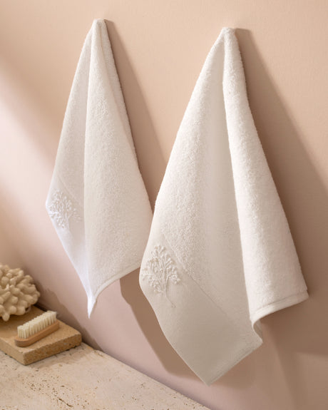 Embroidered 100% Cotton Hand Towel Set - 2 Pack