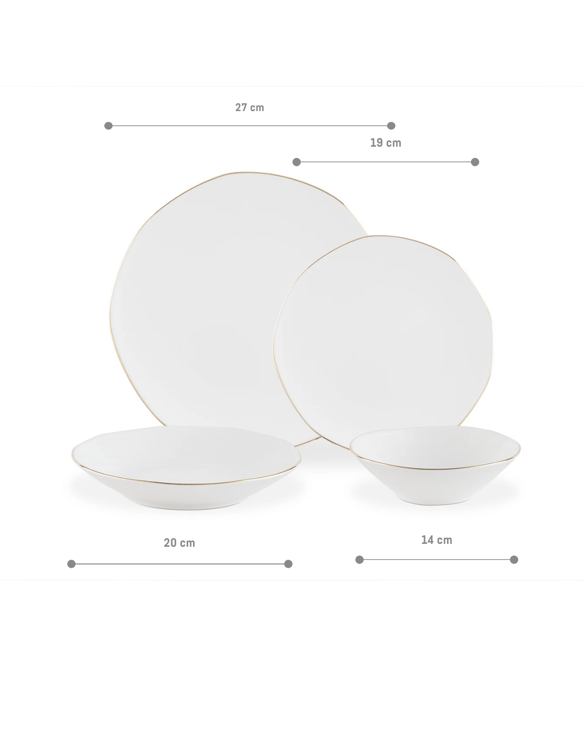 Nyt Bone China Middagsæt til 6 personer - Elegant Metallic Kant