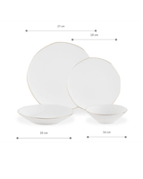 Nyt Bone China Middagsæt til 6 personer - Elegant Metallic Kant