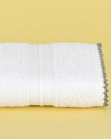 Crochet Trim Face Hand Towel - Soft Absorbent Decorative Bathroom Towel