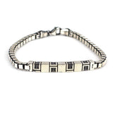 Premium Sterling Silver Onyx Cube Chain Bracelet