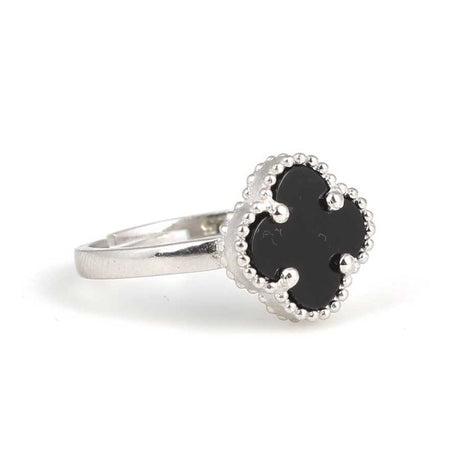 Premium 925 Sterling Silver Onyx Clover Ring