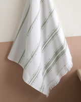 Serviette de visage en mélange de coton - Design frais blanc et vert