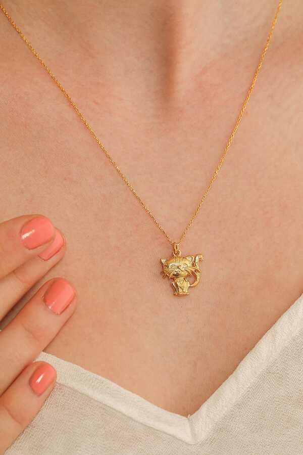925 Sterling Silver Cute Cat Pendant Necklace - Minimalist Charm