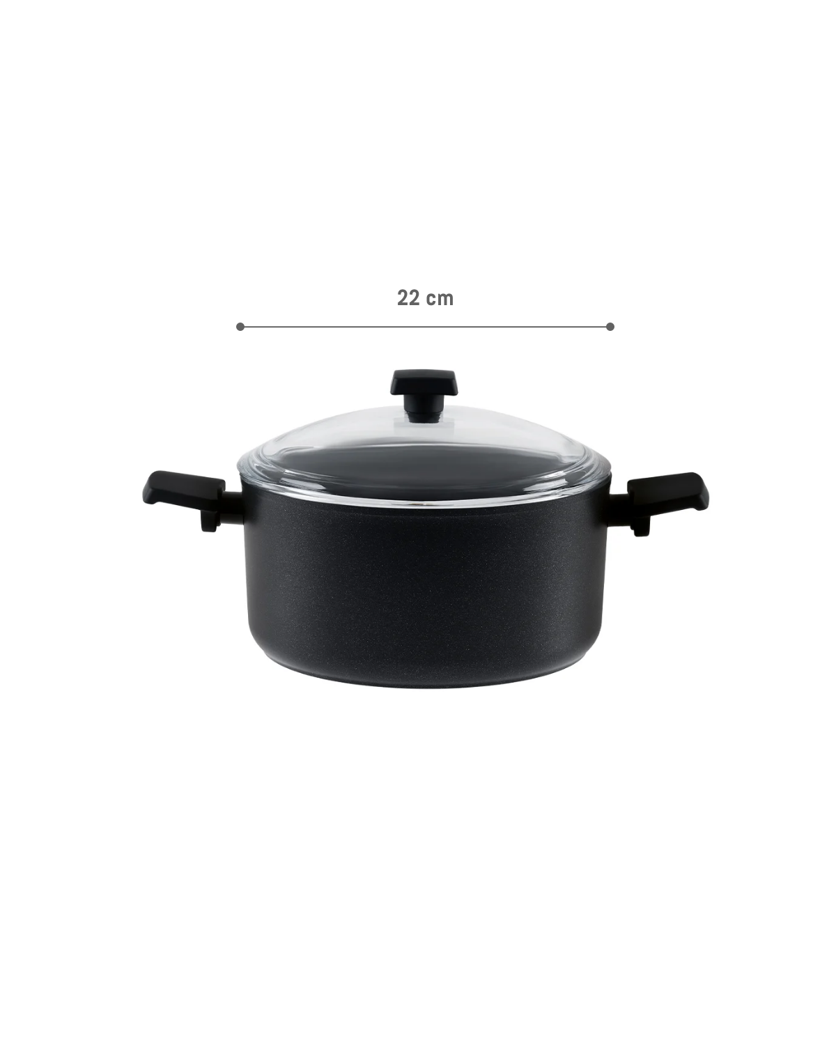 22cm Professional Titanium Deep Cooking Pot, Black