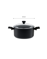 22cm Professional Titanium Deep Cooking Pot, Black
