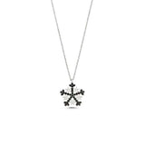 Premium 925 Sterling Silver Snowflake Necklace Black Stone
