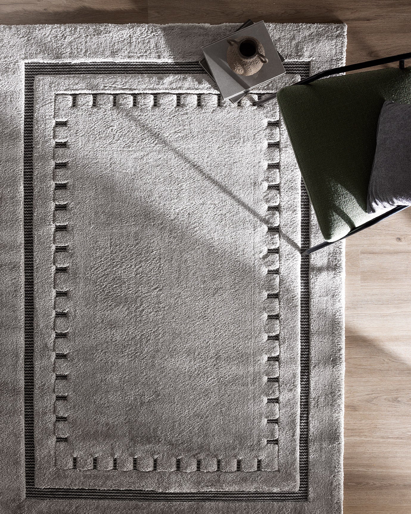 Gray Polyester and Polypropylene Runner Rug - 80x300 cm
