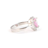 925 Sterling Silver Heart Rose Quartz & Zircon Halo Ring