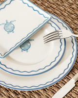 New Bone Porcelain 6-Person Dinner Set - Souterrain Blue & White
