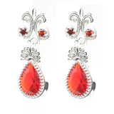 925 Sterling Silver Synthetic Ruby Drop Earrings - Antique Style