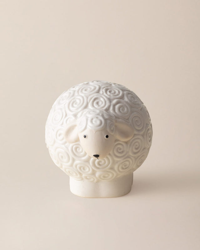 Porcelain Agnus Figurine - Soft Ecru Modern Accent