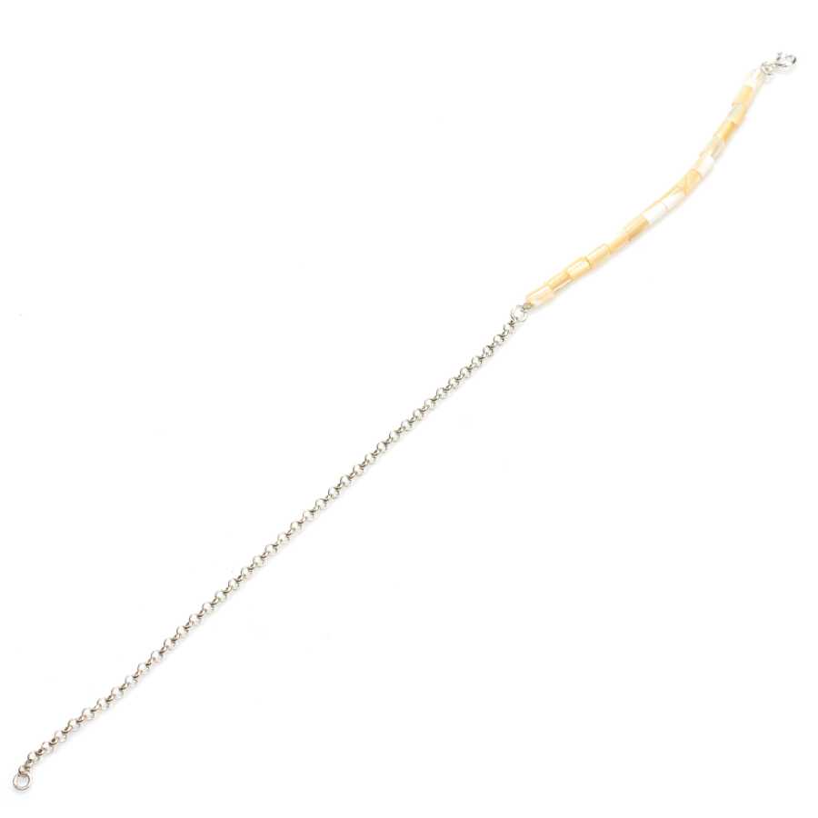 Professional Sterling Silver Mother of Pearl Anklet Bracelet