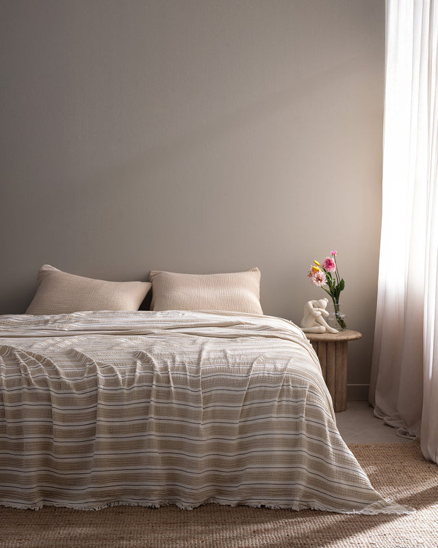 100% Cotton Muslin Single Piqué Bedding Set - Natural Comfort