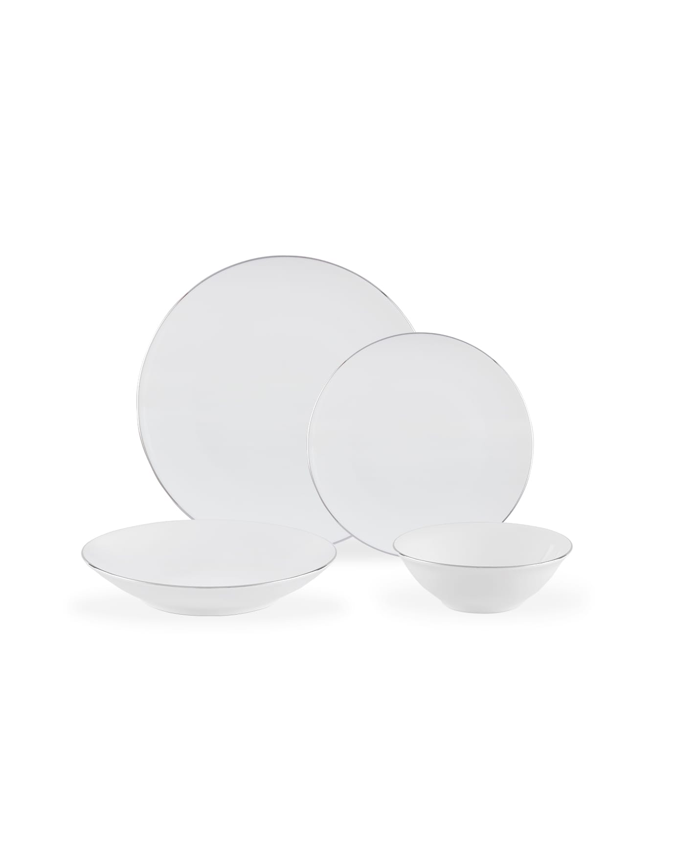 New Bone Porcelain 6-Person Dinner Set - Elegant White & Silver