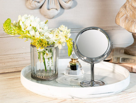 Metal Round Magnifying Mirror - Dual Magnification Design