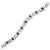 Sterling Silver Rectangular Onyx Bracelet - Zircon Chain Design