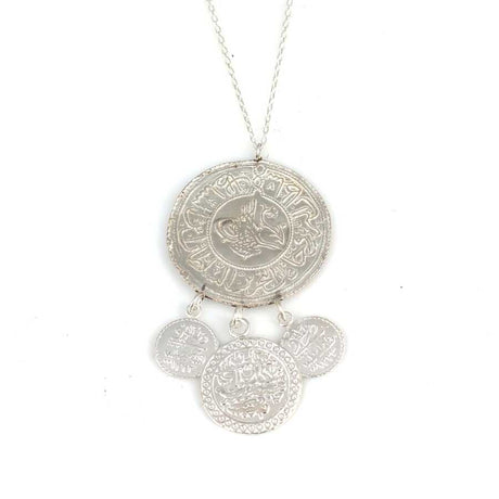925 Sterling Silver Triple Ottoman Heritage Coin Medallion Necklace