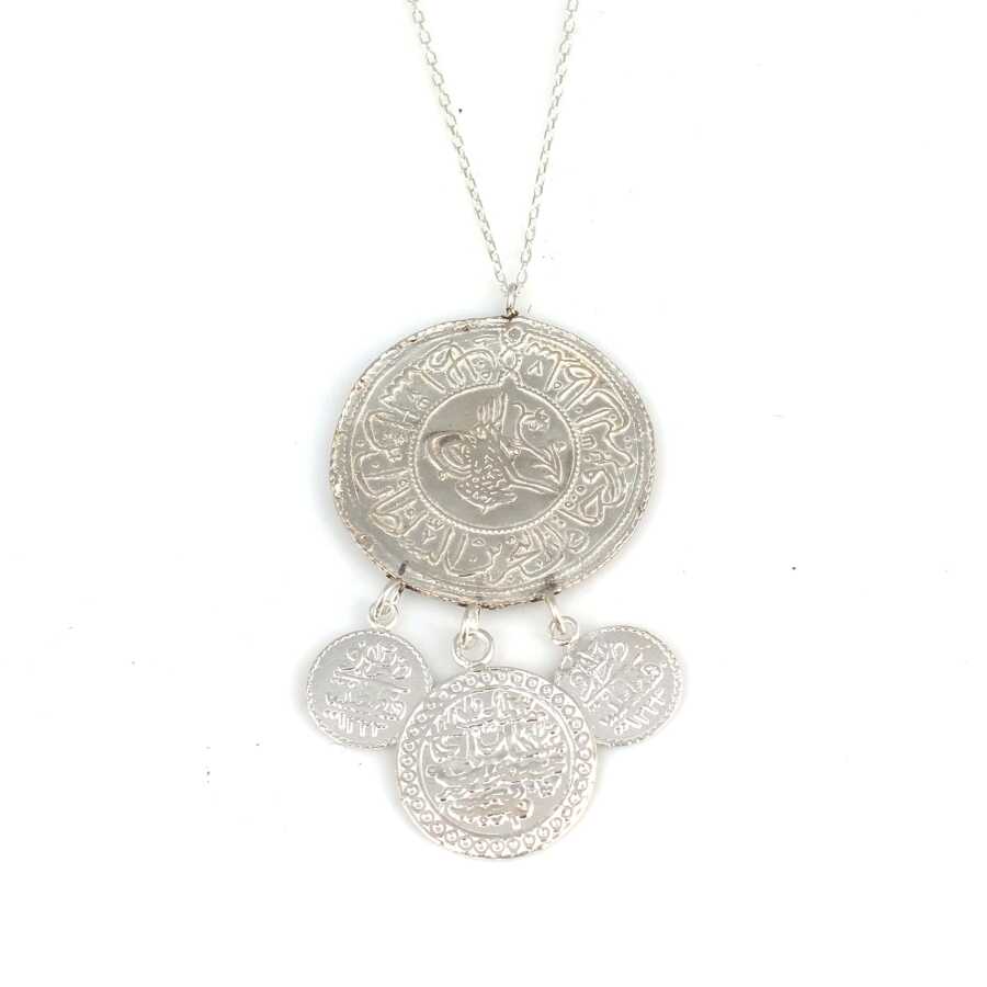 925 Sterling Silver Triple Ottoman Heritage Coin Medallion Necklace